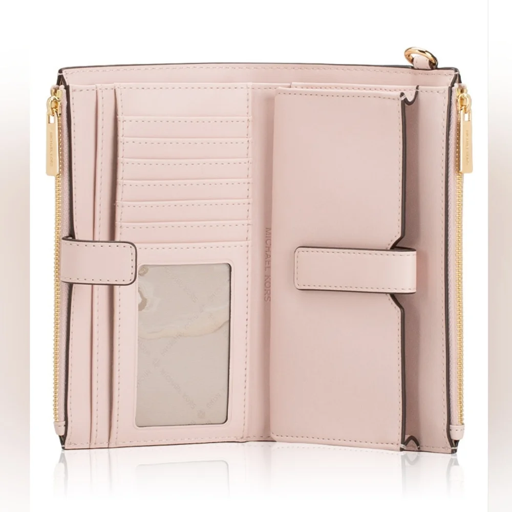 Michael KorsSignature Jet Set Large Ombré Wristlet Powder Blush NWT - Picture 4 of 6